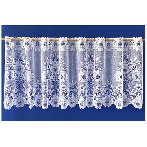 4005385832181 - Scheibengardine WECKBRODT Marburg Gr 1 weiß B95cm H42cm Jacquard Polyester Gardinen Bistro Jacquard strukturiert floral geblümt Gardine Store