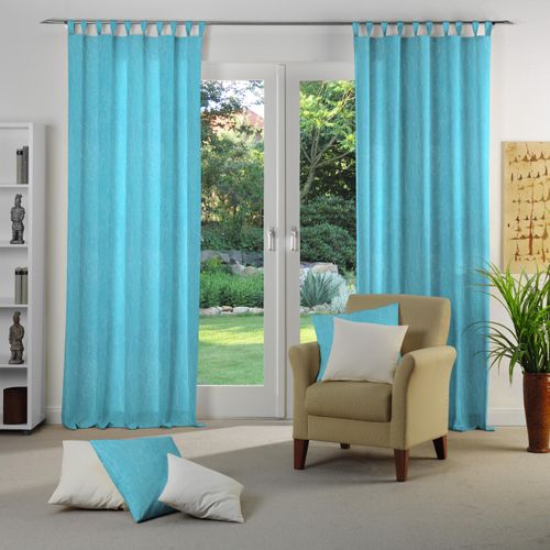 4004567066802 - Vorhang WIRTH Julia Gardinen Gr 145 cm Schlaufen 135 cm blau (türkis) Schlaufen Gardine