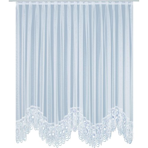 4004567102319 - Gardine WIRTH Elena Gardinen Gr 225 cm Faltenband 300 cm weiß Küchengardinen veredelt mit echter Plauener Spitze Stickerei rund