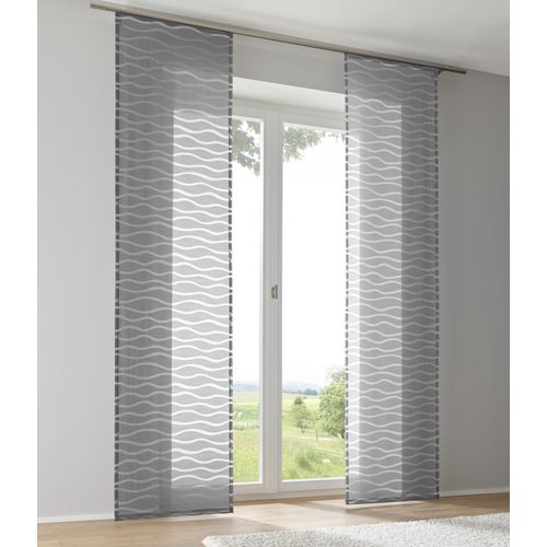 4016478106539 - Schiebegardine KUTTI Enya Gr 1 grau B60cm H145cm Ausbrenner Baumwolle Polyester Gardinen Ausbrenner Welle transparent uni
