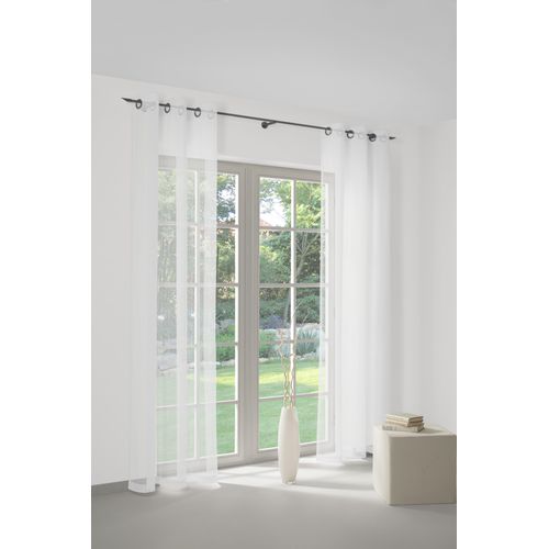 4004567063948 - Gardine WIRTH Manuela Gardinen Gr 120 cm Ösen 140 cm weiß Fertiggardine Fertigstore Gardine Gardinenstore Langstore Ösenschal Ösen Store
