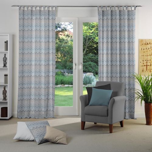 4004567231118 - Vorhang WIRTH Benewitz Gr 1 blau B65cm H125cm Jacquard Baumwolle Polyester Gardinen