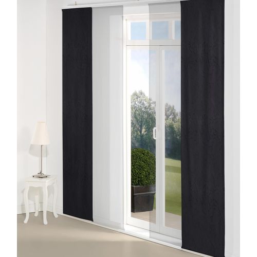 4004567172879 - Schiebegardine WIRTH Lahnstein Gardinen Gr 145 cm Paneelwagen 60 cm schwarz Schiebegardinen blickdicht Gardine Inkl Montagezubehör