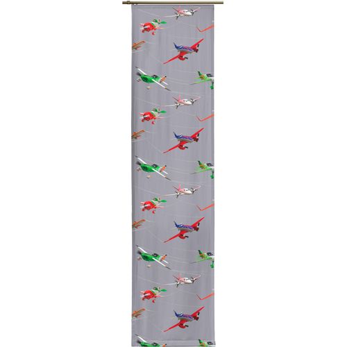 4004567330491 - Schiebegardine WIRTH Planes Action Gr 1 grau B60cm H145cm Satin Polyester Gardinen Disney