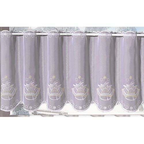 4028298287817 - Scheibengardine STICKEREIEN PLAUEN Glocke Gr 1 weiß B80cm H40cm Voile Polyester Gardinen veredelt mit echter Plauener Spitze Stickerei