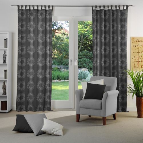 4004567118655 - Vorhang WIRTH Chianti Gardinen Gr 145 cm Schlaufen 135 cm grau (anthrazit) Schlaufen Gardine