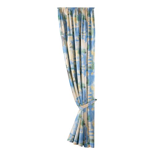 4005385839227 - Vorhang WECKBRODT Matteo Gr 1 gelb (gelb blau) B140cm H145cm Polyester Gardinen Satin bedruckt leichte Qualität mit Raffhalter Gardine Store