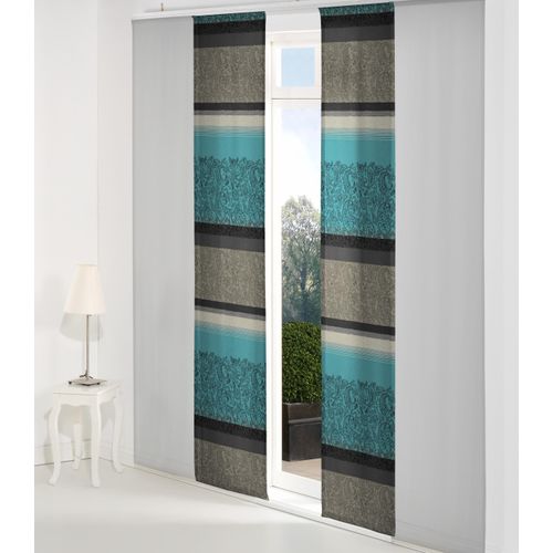 4004567213244 - Schiebegardine WIRTH Maribor Gr 1 blau (petrol) B60cm H145cm Jacquard Baumwolle Polyester Gardinen