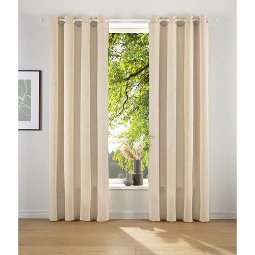 4004567282004 - Vorhang LESKA Gr 1 beige (sand) B132cm H145cm Jacquard Polyacryl Polyester LEGER HOME BY LENA GERCKE Gardinen blickdicht glatt gewebt monochrom verschiedene Größen