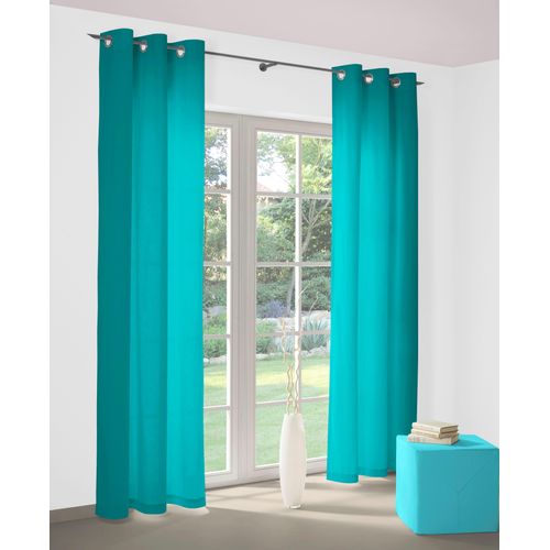 4004567254094 - Vorhang WIRTH Newbury Gr 1 blau (türkis) Gardinen 145cm Ösen 130cm Baumwolle Polyester B130cm H145cm