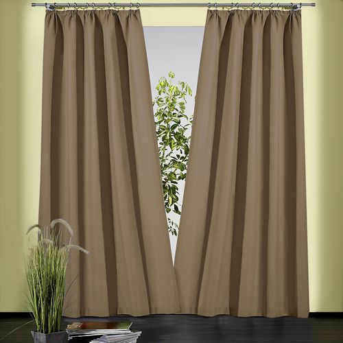 4005385827705 - Vorhang WECKBRODT Sento Gr 1 braun (schlamm) B135cm H150cm Baumwolle Polyester Gardinen Baumwolle blickdicht matte Struktur unifarben Gardine Store