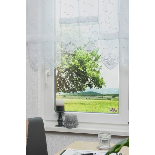 4028298302565 - Scheibengardine STICKEREIEN PLAUEN Annalena Gr 1 weiß B95cm H95cm Voile Polyester Gardinen