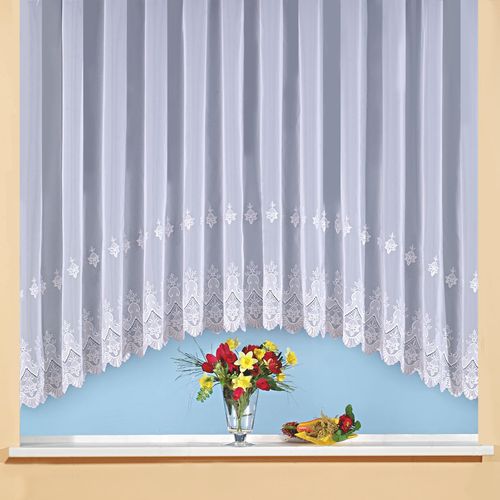 4005385127584 - Gardine WECKBRODT Berlin Gardinen Gr 145 cm Kräuselband 450 cm weiß Gardinenstore Kräuselband Gardine Store transparent Voile echte Stickerei Bordüre Kante C - Bogen