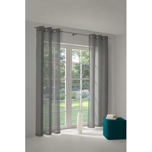 4004567154813 - Vorhang WIRTH LORCA Gr 1 grau Gardinen 150cm Ösen 132cm Obermaterial 66% Polyester 34% Baumwolle B132cm H150cm