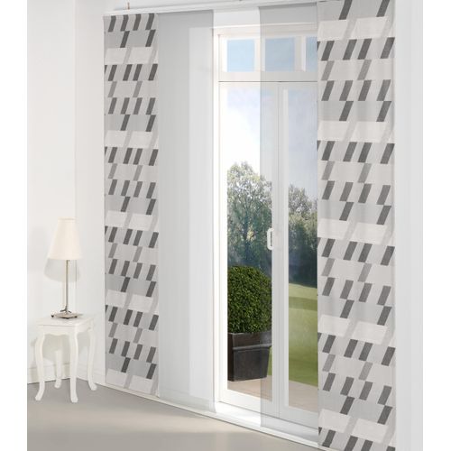 4004567214449 - Schiebegardine WIRTH Bray Gr 1 grau (dunkelgrau) B60cm H145cm Jacquard Baumwolle Polyester Gardinen