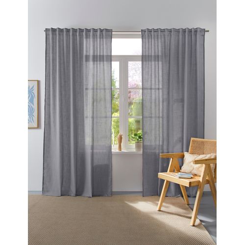 4068222337270 - Vorhang Linsdorf Gr 1 grau B140cm H160cm Polyester HOME AFFAIRE COLLECTION Gardinen Leinenstruktur halbtransparent