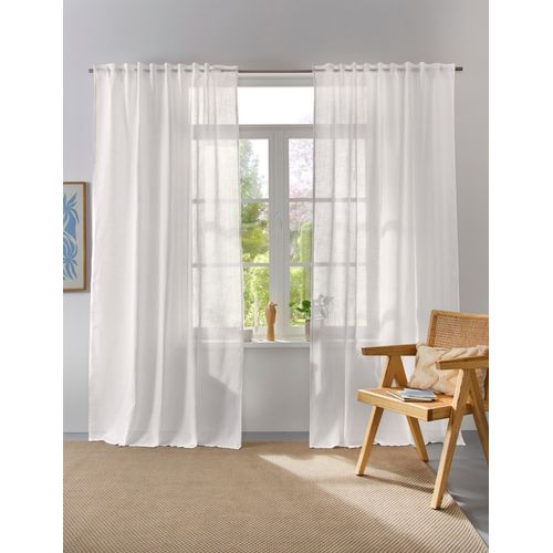 4068222337317 - Vorhang Linsdorf Gr 2 weiß (wollweiß) B140cm H225cm Polyester HOME AFFAIRE COLLECTION Gardinen Leinenstruktur halbtransparent