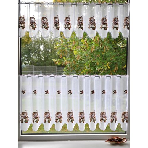 4028298296055 - Scheibengardine STICKEREIEN PLAUEN Pilze Gr 1 bunt B95cm H30cm Voile Polyester Gardinen