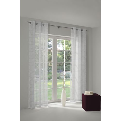 4004567064914 - Vorhang WIRTH Patricia Gardinen Gr 120 cm Ösen 140 cm weiß Fertiggardine Fertigstore Flauschvorhang Gardine Gardinenstore Langstore Ösenschal Übergardine Ösen Store