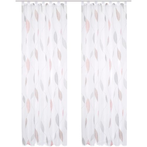 4056751474870 - Vorhang HOME WOHNIDEEN PAOLO Gr 1 weiß B140cm H145cm Voile Polyester Gardinen 2er Pack Schlaufenschal PAOLO bedruckt