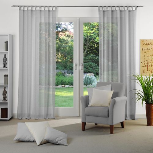 4004567222277 - Vorhang WIRTH Sunday Gr 1 grau (hellgrau) B142cm H145cm Jacquard Baumwolle Polyester Gardinen