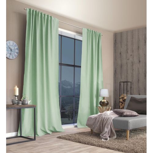 4056751473682 - Vorhang HOME BASICS ESKIMO Gr 2 grün (mint) B135cm H175cm Polyester Gardinen Thermostoff Uni ESKIMO