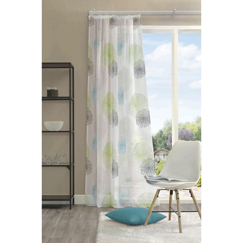 4056751473347 - Vorhang HOME WOHNIDEEN RAWLINS Gr 1 grün B140cm H145cm Voile Polyester Gardinen Zugbandschal RAWLINS bedruckt