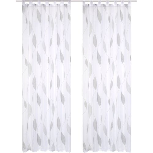 4056751474924 - Vorhang HOME WOHNIDEEN PAOLO Gr 2 grau (stein) B140cm H175cm Voile Polyester Gardinen 2er Pack Schlaufenschal PAOLO bedruckt