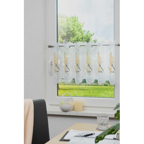 4028298302817 - Panneaux STICKEREIEN PLAUEN Saskia Gardinen Gr 45 cm Stangendurchzug 95 cm weiß Stangendurchzug Gardine