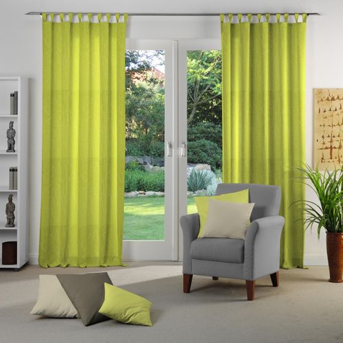 4004567111236 - Vorhang WIRTH Lahnstein Gr 1 grün (limone) Gardinen 145cm Schlaufen 132cm Polyester B132cm H145cm