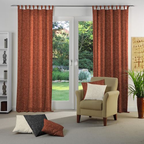 4004567110437 - Vorhang WIRTH Toco-Ranke Gr 1 orange (terra) B132cm H145cm Chenille Polyacryl Polyester Gardinen