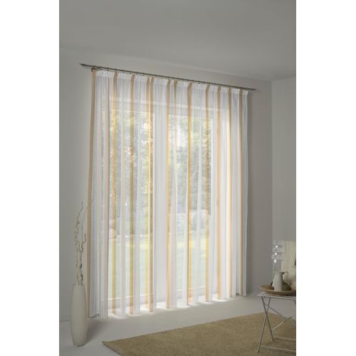 4004567087302 - Vorhang WIRTH Nicole Gardinen Gr 225 cm Faltenband 300 cm goldfarben Fertiggardine Fertigstore Flauschvorhang Gardine Gardinenstore Langstore Übergardine Schlafzimmergardinen Store