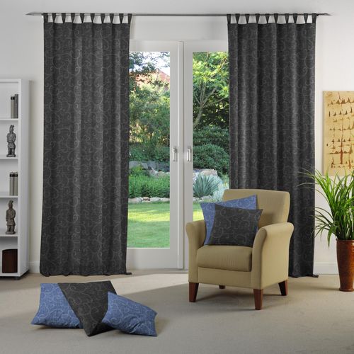 4004567110703 - Vorhang WIRTH Toco-Ranke Gr 1 grau (anthrazit) Gardinen 145cm Schlaufen 132cm Polyacryl Polyester B132cm H145cm