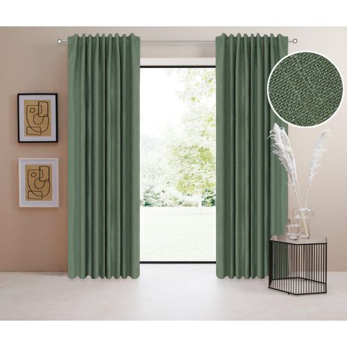 4068223949236 - Verdunkelungsvorhang Marusha Gr 1 grün (dunkelgrün) B135cm H145cm Polyester Polyester LEGER HOME BY LENA GERCKE Gardinen Verdunkelnder Vorhang blickdicht Leinenoptik verschiede Größen