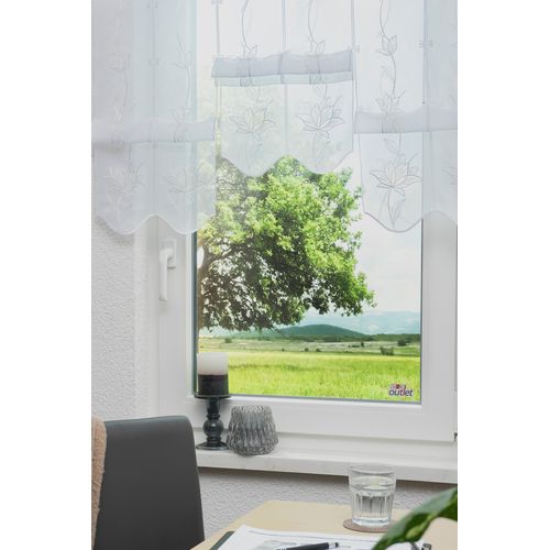 4028298303111 - Scheibengardine STICKEREIEN PLAUEN Kiara Gr 1 orange (terrakotta) B95cm H95cm Voile Polyester Gardinen