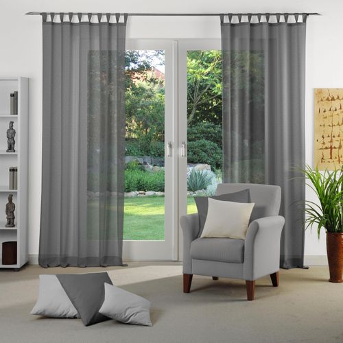 4004567222420 - Vorhang WIRTH Sunday Gr 1 grau (dunkelgrau) B142cm H145cm Jacquard Baumwolle Polyester Gardinen