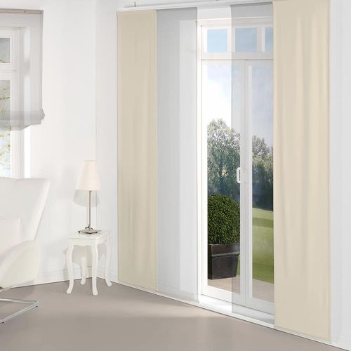 4004567170288 - Schiebegardine WIRTH Dim out Gardinen Gr 145 cm Paneelwagen 60 cm beige Paneelwagen Gardine inkl Beschwerungsstange