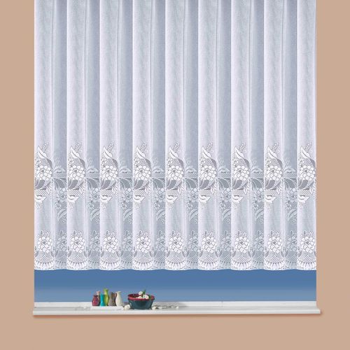 4005385823899 - Gardine WECKBRODT Crisanta Gr 21 weiß B300cm H225cm Jacquard Polyester Gardinen Jacquard strukturiert halbtransparentfloralBeschwerungsband