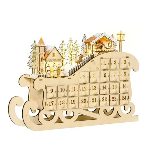 0012536984761 - Adventskalender Zum Befüllen 24 Schubladen Fächer Weihnachtskalender Mit Led-Lichtern Schlitten-Form Weihnachtsdekoration Diy 45 X 10 X 31 Cm 0012536984761 - Adventskalender Zum Befüllen 24 Schubladen Fächer Weihnachtskalender Mit Led-Lichtern Schlitten-Form Weihnachtsdekoration Diy 45 X 10 X 31 Cm