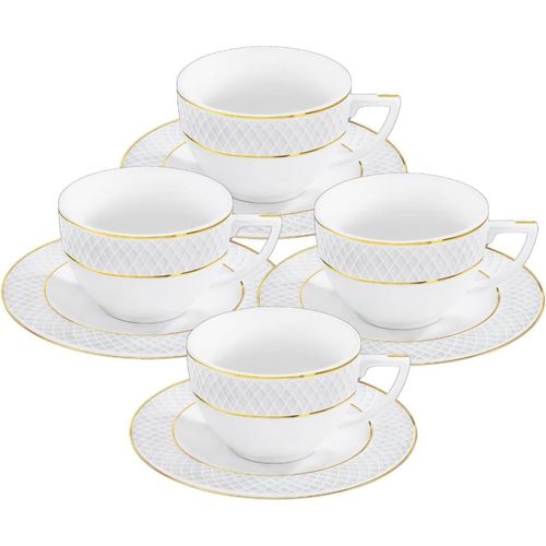 8682455437000 - Wilmax - Tassen mit Untertassen - Goldmuster - 2er-Set - 240 ml - Porzellan 8682455437000 - Wilmax - Tassen mit Untertassen - Goldmuster - 2er-Set - 240 ml - Porzellan
