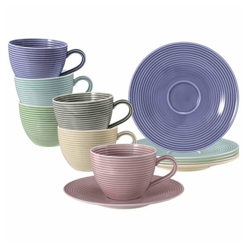 4262517044304 - Kaffeetassen mit Untertassen Beat Color Glaze 260 ml 6er Set