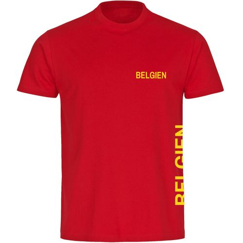 4068859282899 - multifanshop Kinder T-Shirt - Belgien - Brust & Seite - Druck gelb - Kind