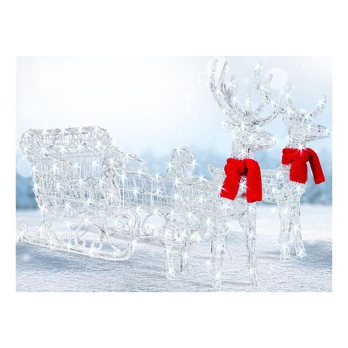 4255598301930 - 240er led Rentiere mit Schlitten weiß Timer Weihnachtsbeleuchtung für außen und innen Weihnachtsfigur Weihnachtsdekoration WeißWhite led - Kesser