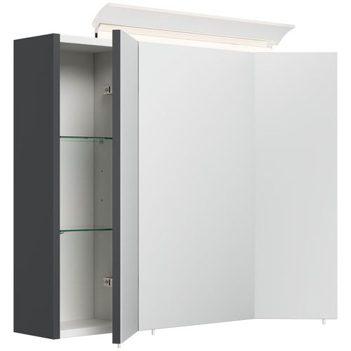 4251982674284 - Spiegelschrank 75cm inkl Design LED-Lampe und Glasböden weiss hochglanz