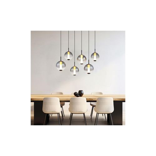 9007371528646 - LED Hängeleuchte schwarz Glaskugel rauch H 120 cm 9007371528646 - LED Hängeleuchte schwarz Glaskugel rauch H 120 cm