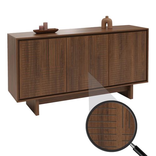 4057651769998 - Sideboard MCW-O35 Schrank Highboard 3 Türen Staufächer Melamin 86x160x40cm ~ braun