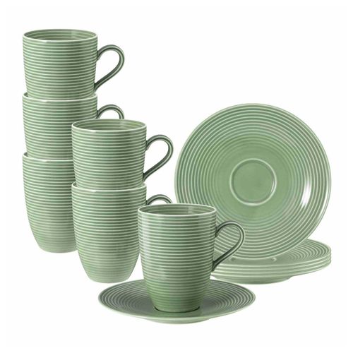 4262517044458 - Henkelbecher mit Untertassen Beat Color Glaze 350 ml 6er Set