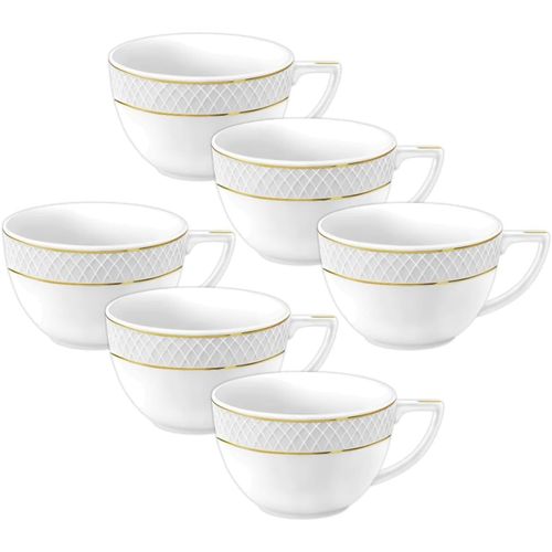 8682455437048 - Teetassen & Kaffeetassen 6er Set - 500 ml - Kaffeebecher aus Porzellan mit Goldmuster