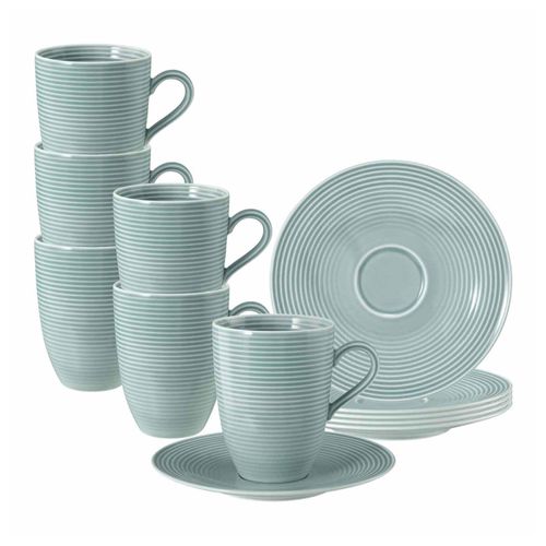 4262517044465 - Henkelbecher mit Untertassen Beat Color Glaze 350 ml 6er Set