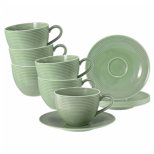 4262517044311 - Milchkaffeetassen mit Untertassen Beat Color Glaze 350 ml 6er Set